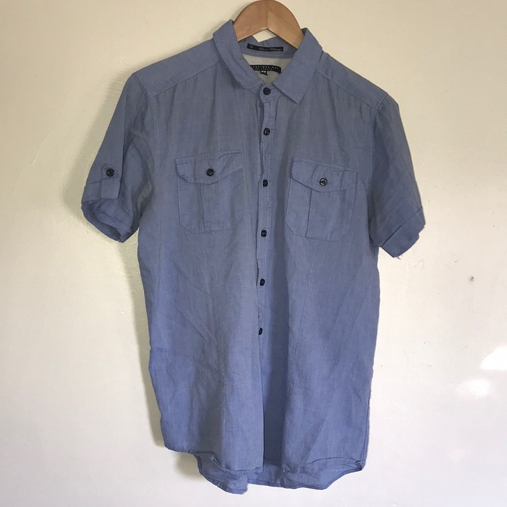 Blue button up short sleeve